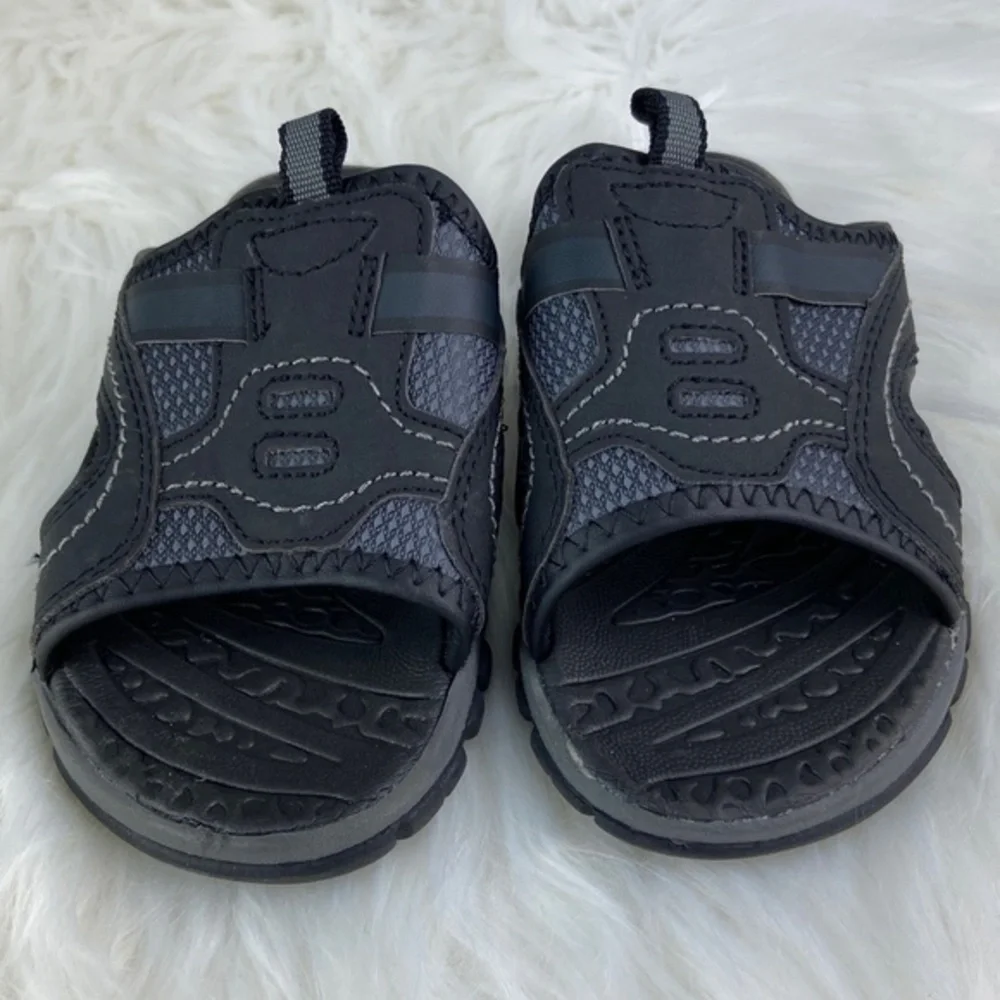 Falls Creek Mason Slide Sandals Boys Size 12M Gray and Black